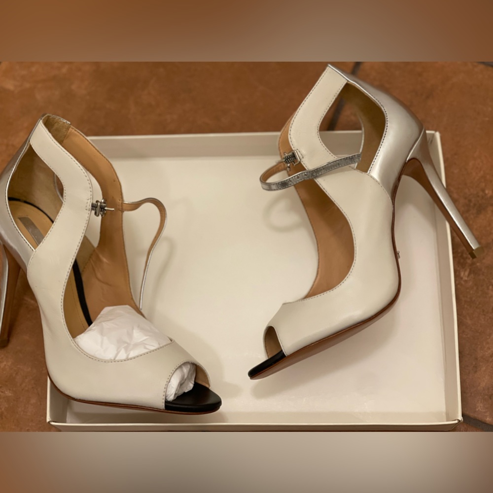 Schutz Metallic Leather Color block high heels leather sandals - Picture 7 of 14